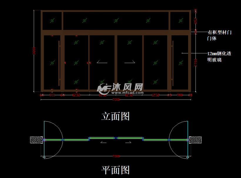 几款自动感门安装施工图(含旋转门平立面)