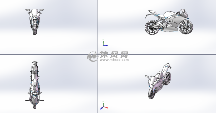 概念摩托车sw模型图三视图