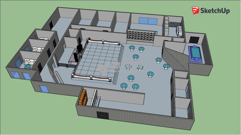 sketchup模型 室内模型 建筑构造