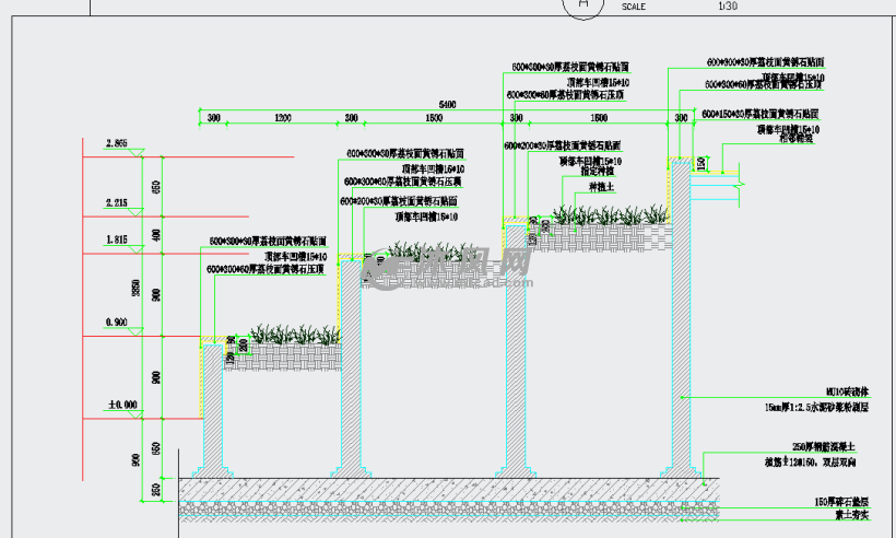 台阶种植池剖面图