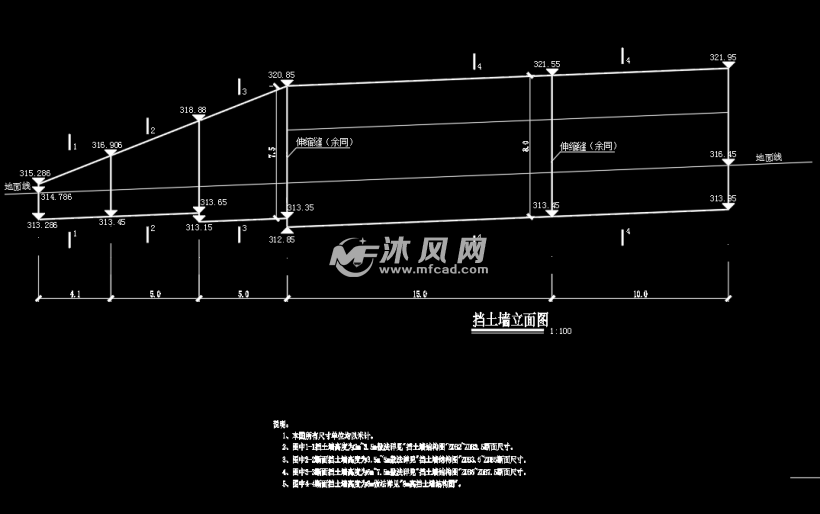 某乡村挡土墙设计 - 详图,图库图纸 - 沐风网