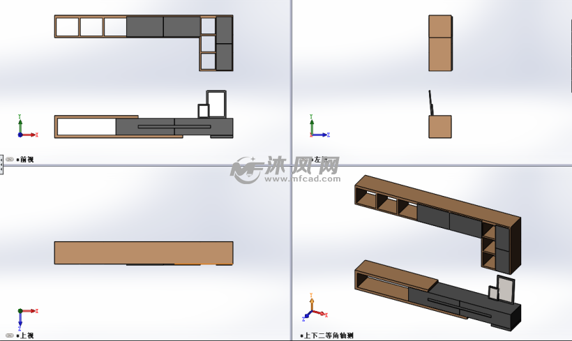 电视柜组合设计模型三视图
