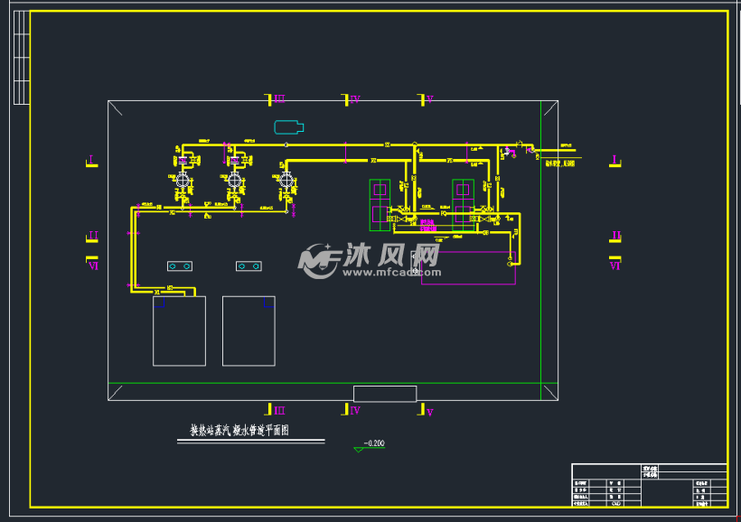 换热站蒸汽,凝结水管道平面图