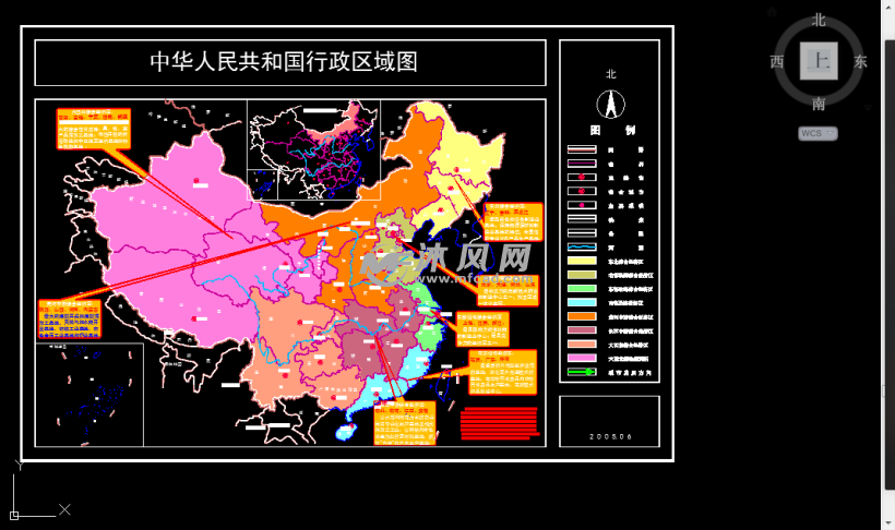 中国行政区划图中国地图cad版