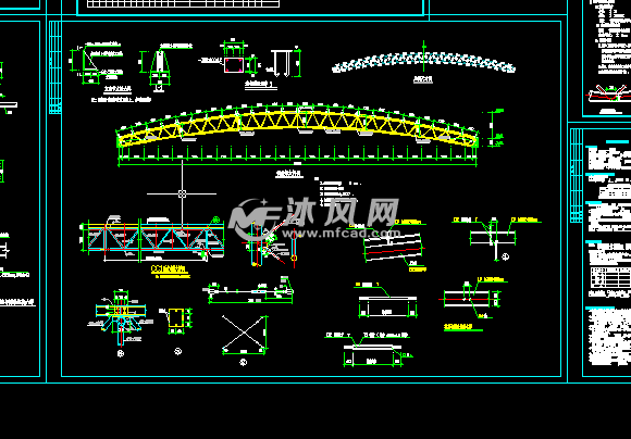 30米跨钢结构管桁架屋顶厂房结构施工图