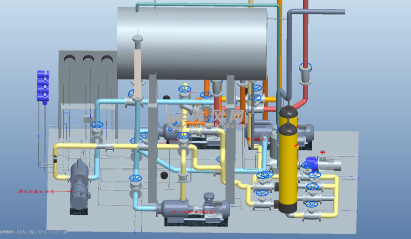 汽轮发电机组密封油系统后视图