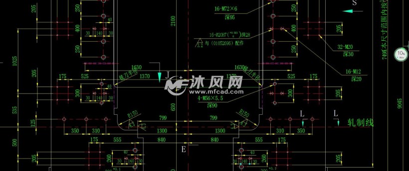 某中厚板轧机牌坊加工详图(换辊侧)