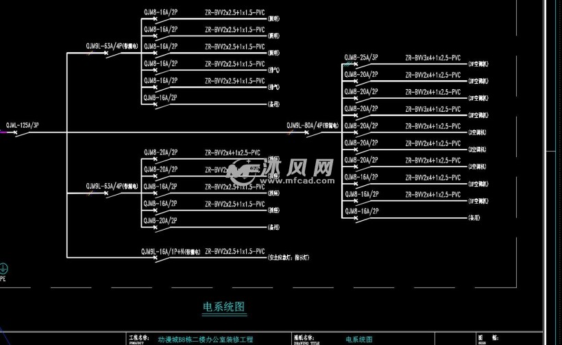 动漫城b8栋二楼办公室 电系统图