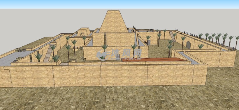 埃及古代沙漠城堡防御工事古建筑景观设计