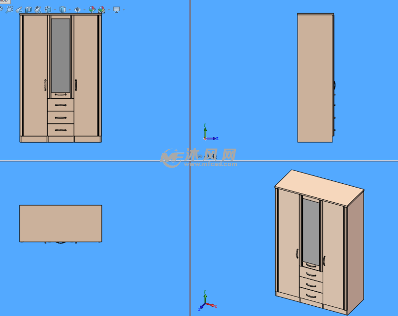 衣柜模型图三视图