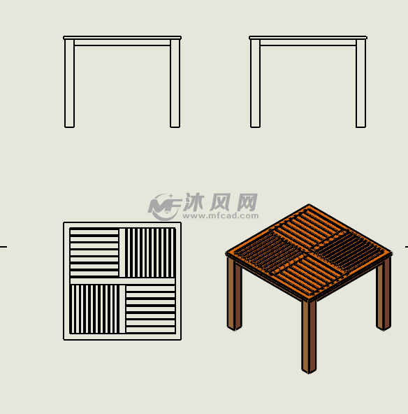 创意木方桌子三维设计模型