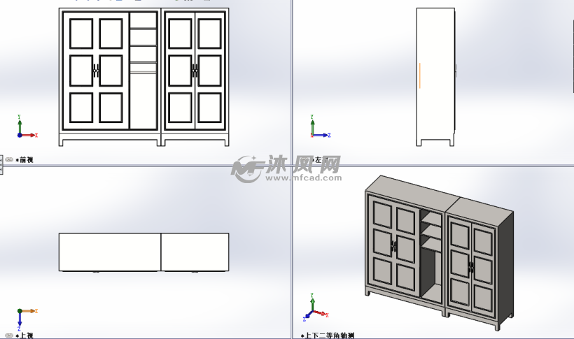 人字纹更衣柜设计模型三视图