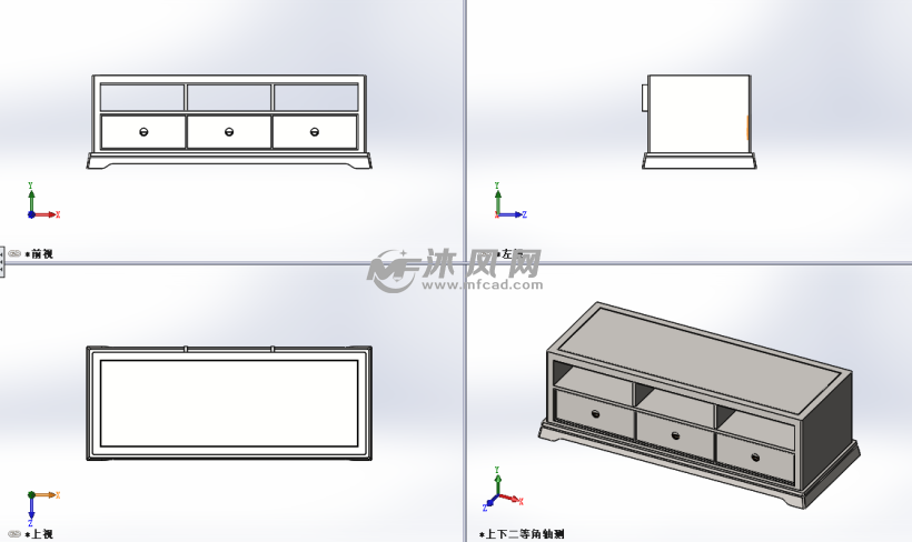 三抽电视柜模型