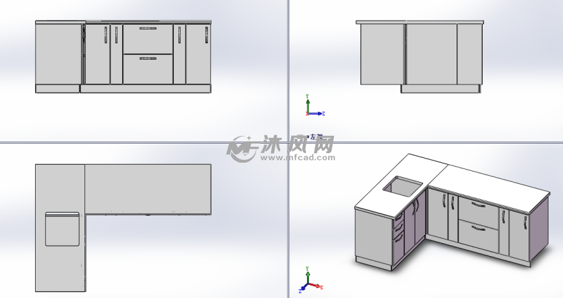 橱柜模型图三视图