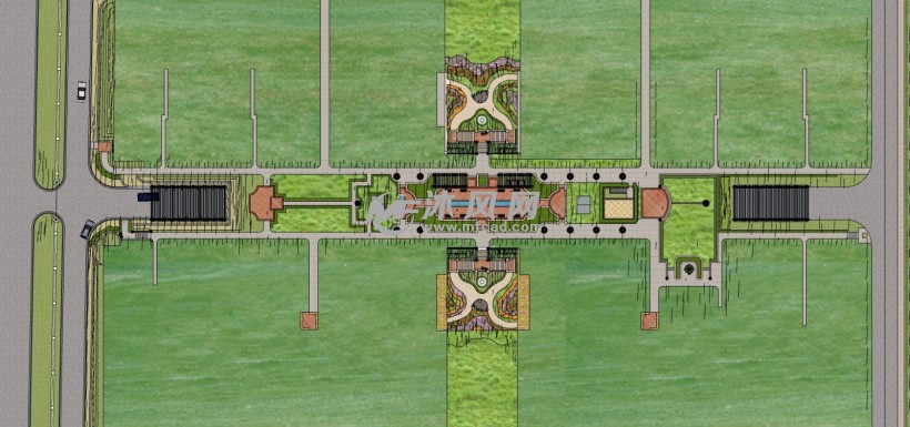 欧式高档住宅小区中轴公园广场景观设计