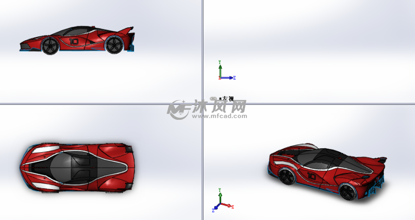 法拉利玩具跑车设计模型三视图