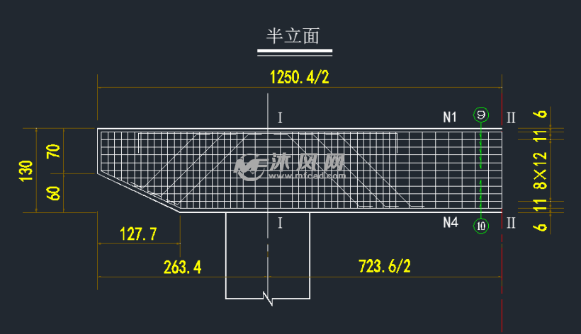 桥墩盖梁钢筋构造图 结构图纸 沐风网