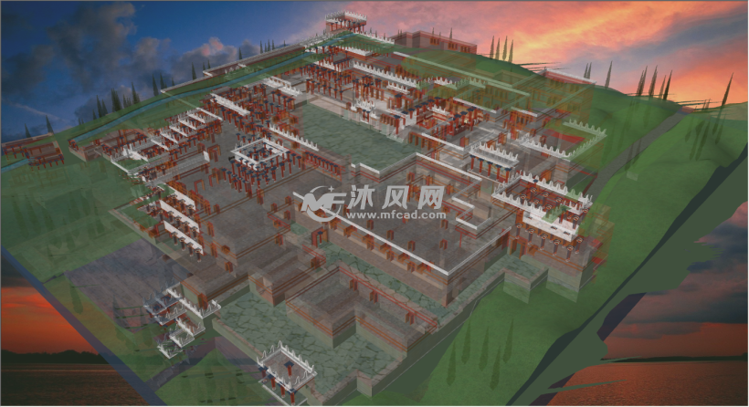 克诺索斯王宫遗址复原模型 中外古建筑模型图纸 沐风网