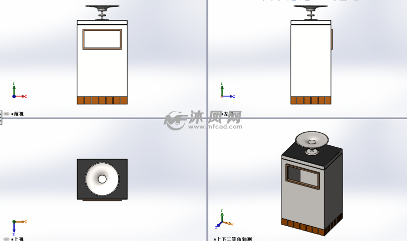 电梯间垃圾桶设计模型三视图