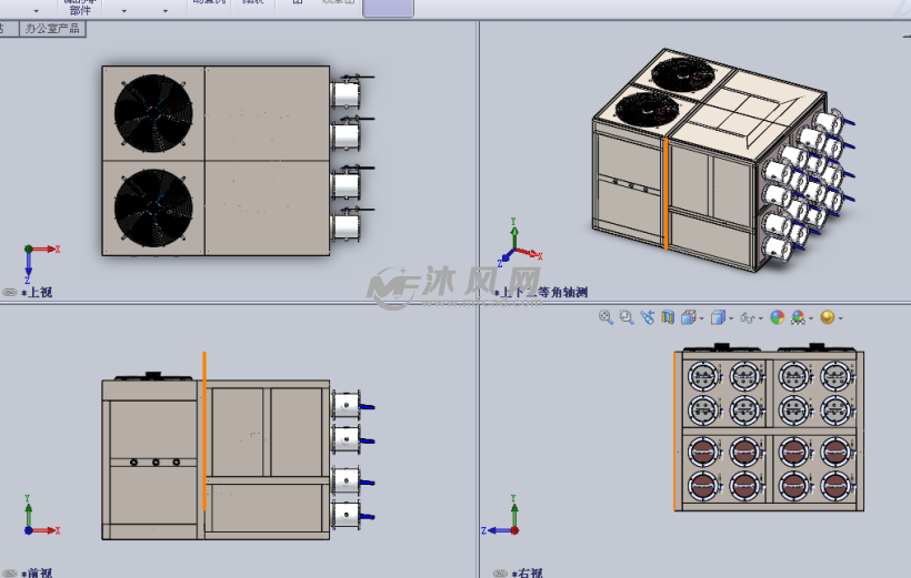 暖通空调冷凝器蒸发器设计模型三视图