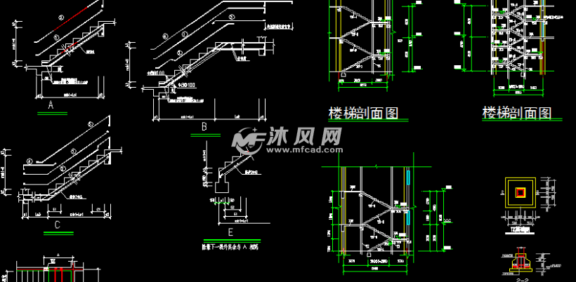 楼梯类型设计 - 详图,图库图纸 - 沐风网