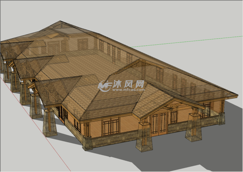 北欧风格木屋建筑景观模型图 - 建筑模型图纸 - 沐风网