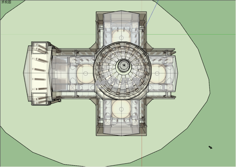 巴黎万神庙三维模型顶视图