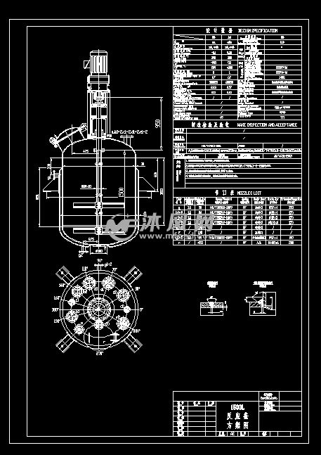 1500l反应釜 - 反应压力容器图纸 - 沐风网