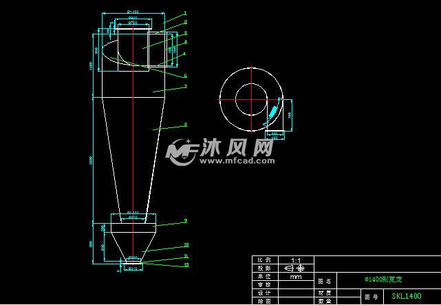 1400旋风除尘器 - 通用设备图纸 - 沐风网