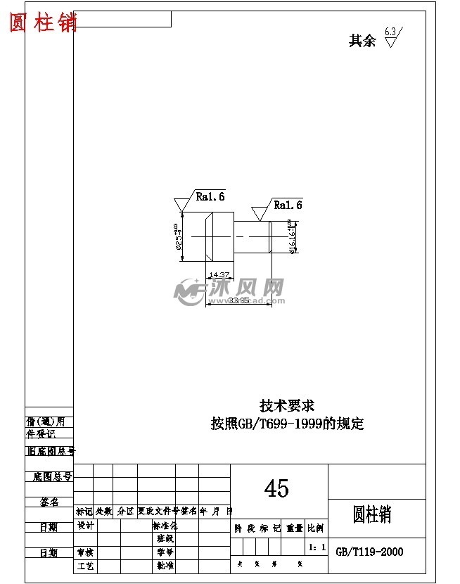 夹具 圆柱销