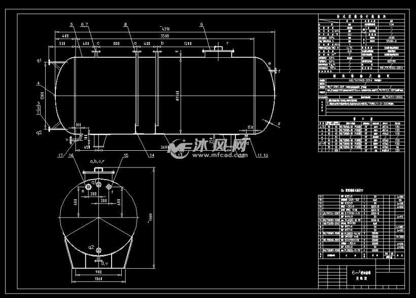 6立方米柴油储罐 - 储存压力容器图纸 - 沐风网