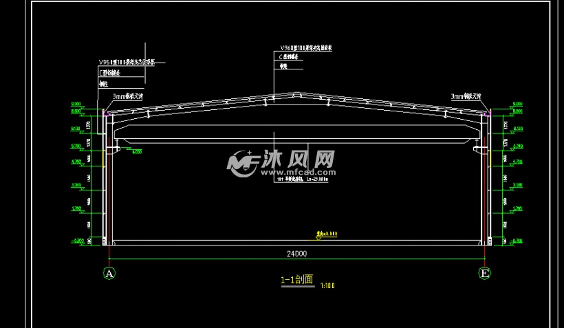 24米单跨钢结构厂房结构施工图