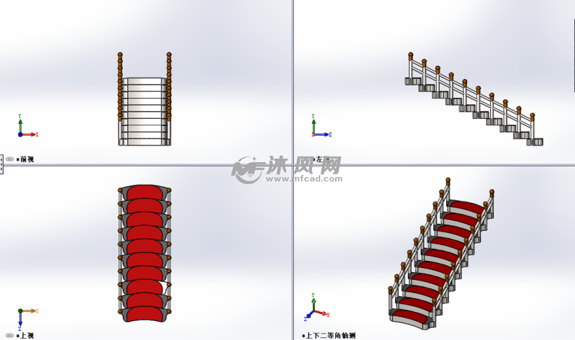 欧式楼梯设计模型三视图