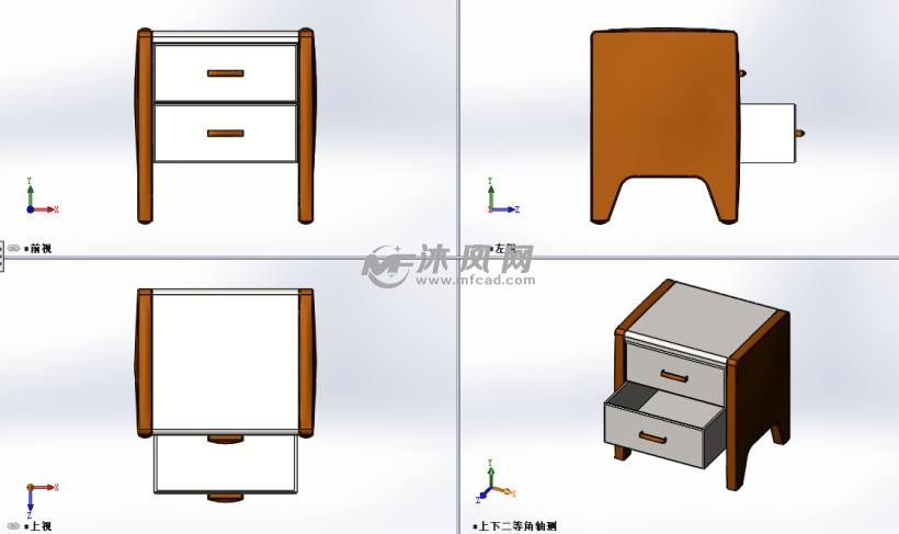 双抽床头柜模型