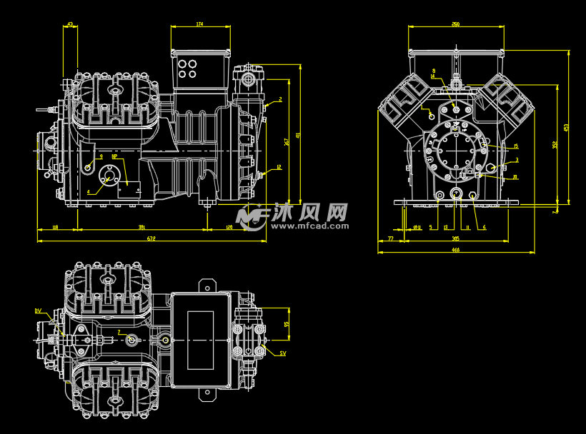 半封闭活塞压缩机 - 换热/制冷空调设备图纸 - 沐风网