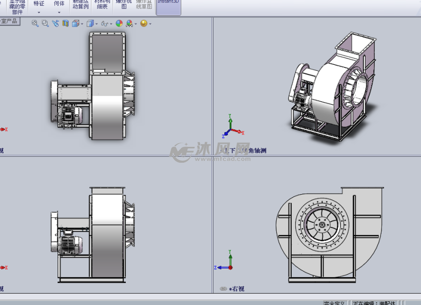 离心风机设计模型三视图