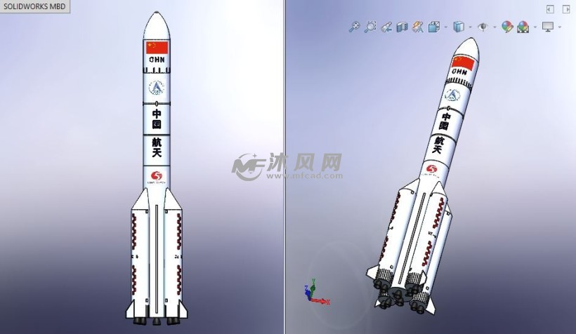 长征五号火箭模型装配体 - 军工模型图纸 - 沐风网