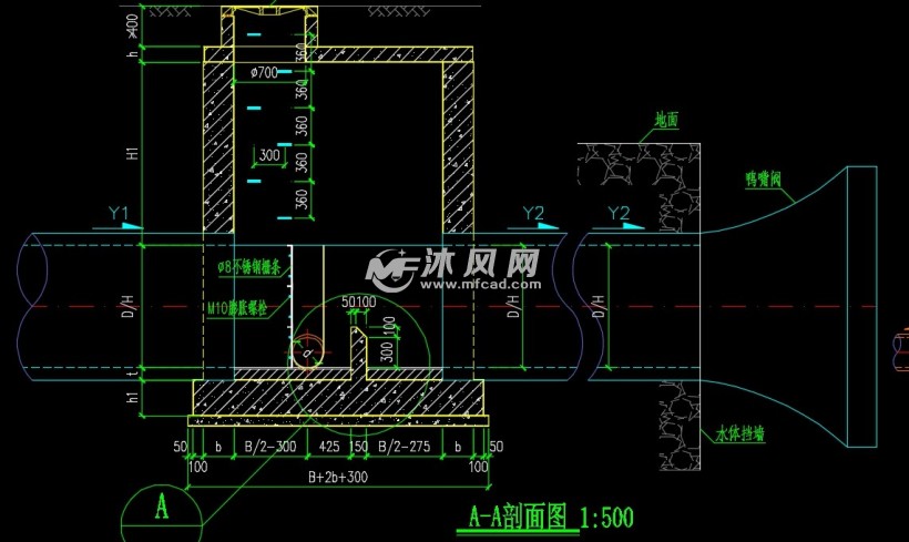 污水管网截流井及鸭嘴阀施工大样图