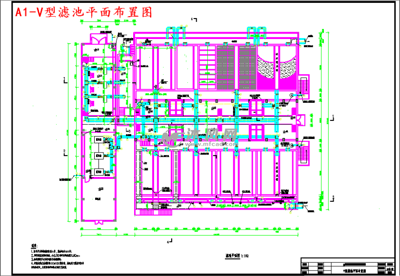 a1-v型滤池平面布置图