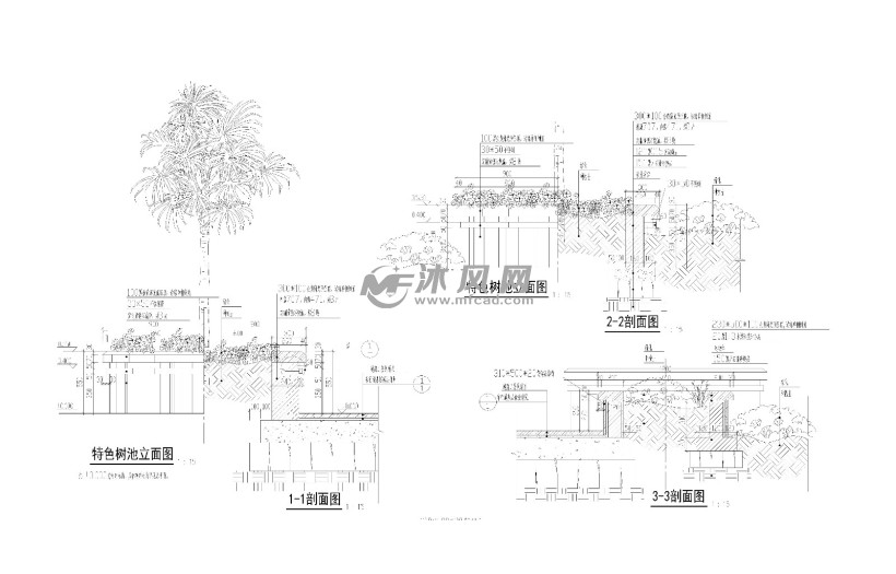 cad建筑图纸 园林图纸 小品及配套设施施工图 花池树池施工图