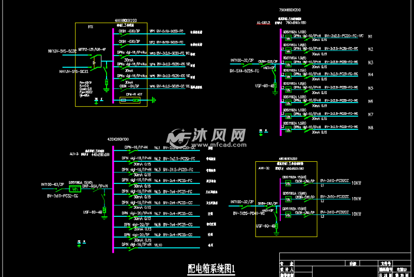 电气cad  配电干线图,电子对讲,电话,网络立管图及火灾自动报警系统图