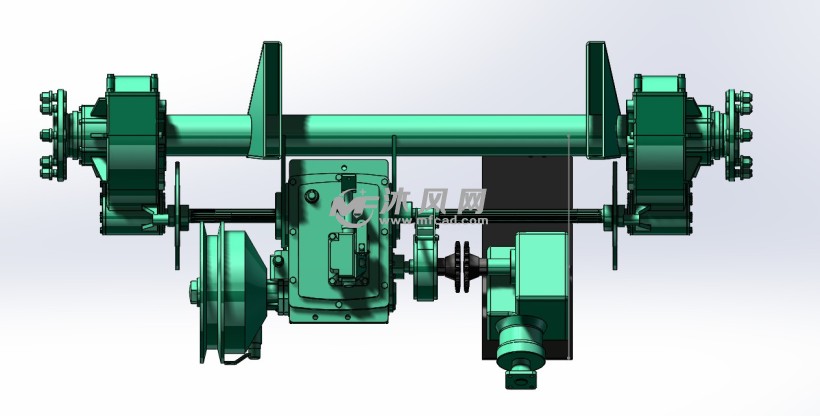 四驱收割机前桥驱动3d