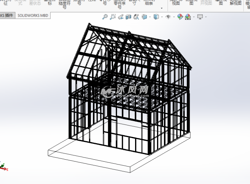 钢结构小屋设计模型线形图