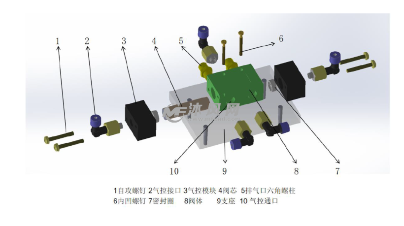 气控换向阀 - 阀体图纸 - 沐风网