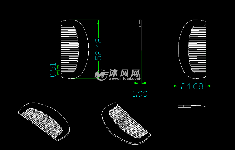 一种迷你梳子注塑模具设计 - 设计方案图纸 - 沐风网