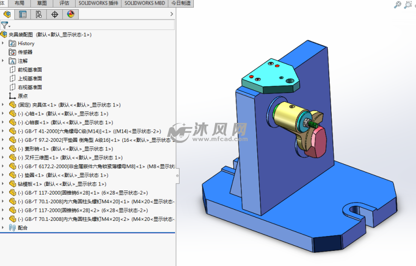 叉杆钻m8螺纹底孔夹具sw三维图