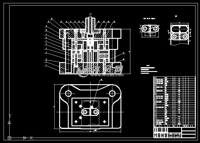 汽车支架落料冲孔复合模 - 冲压模具图纸 - 沐风网