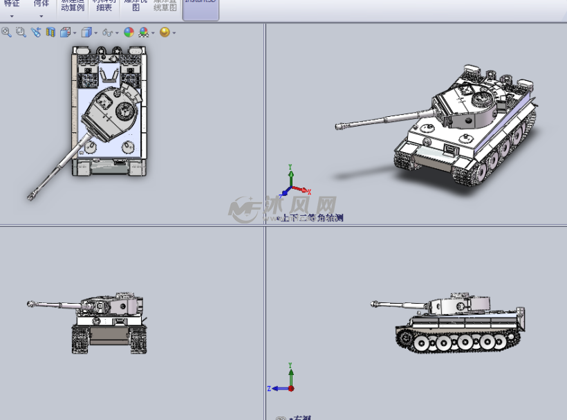 军事坦克设计模型三视图