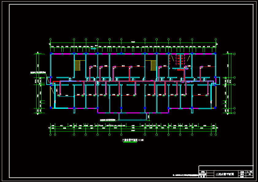 某办公楼中央空调系统设计图二层水管平面图