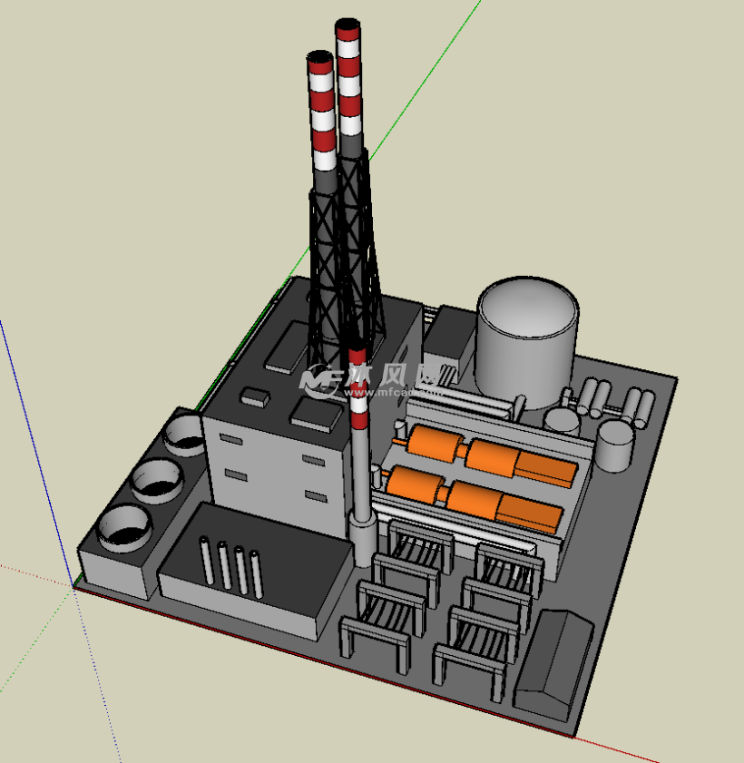 某区小型核电站规划模型 - 建筑模型图纸 - 沐风网